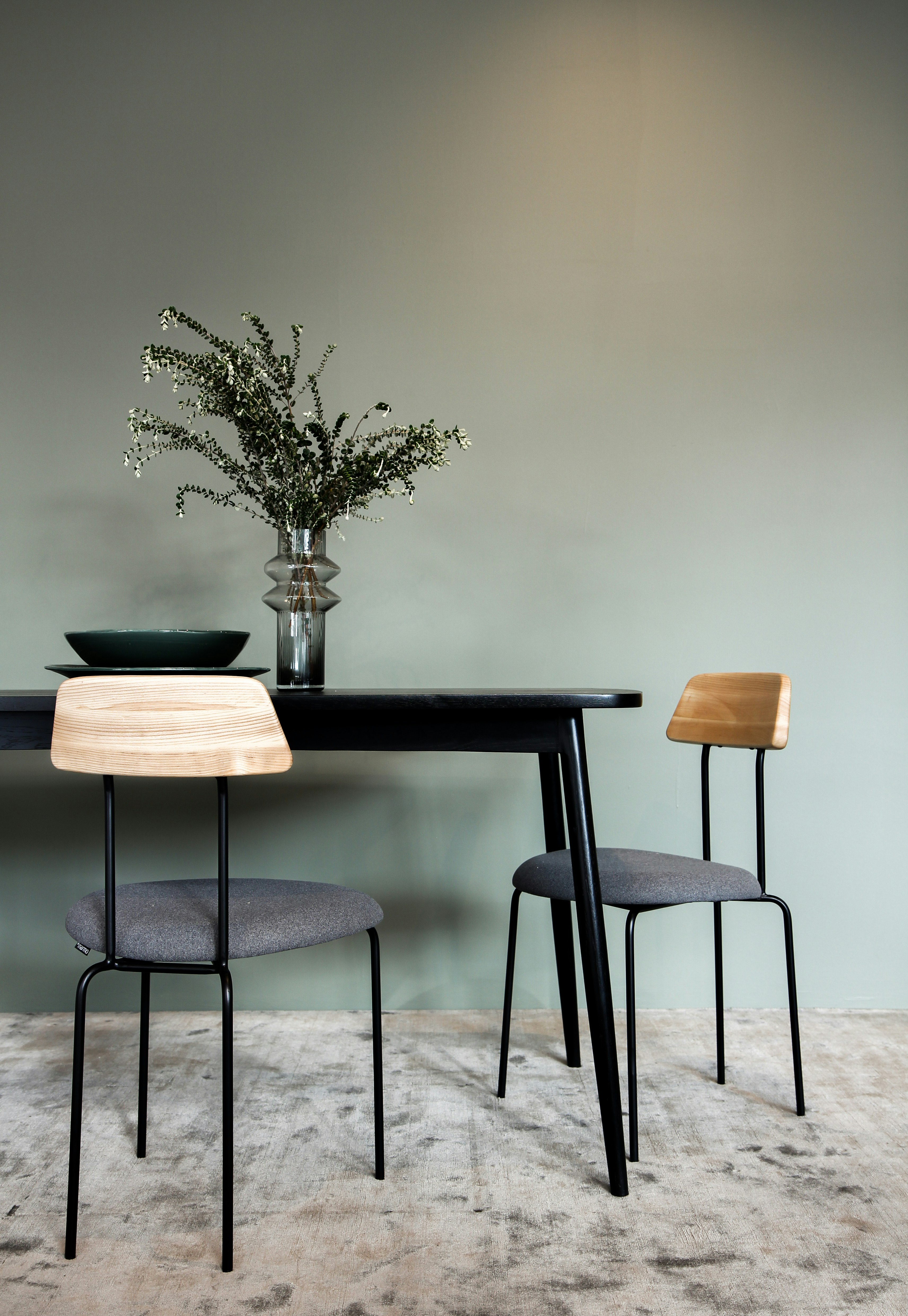 black wooden table with brown wooden chair